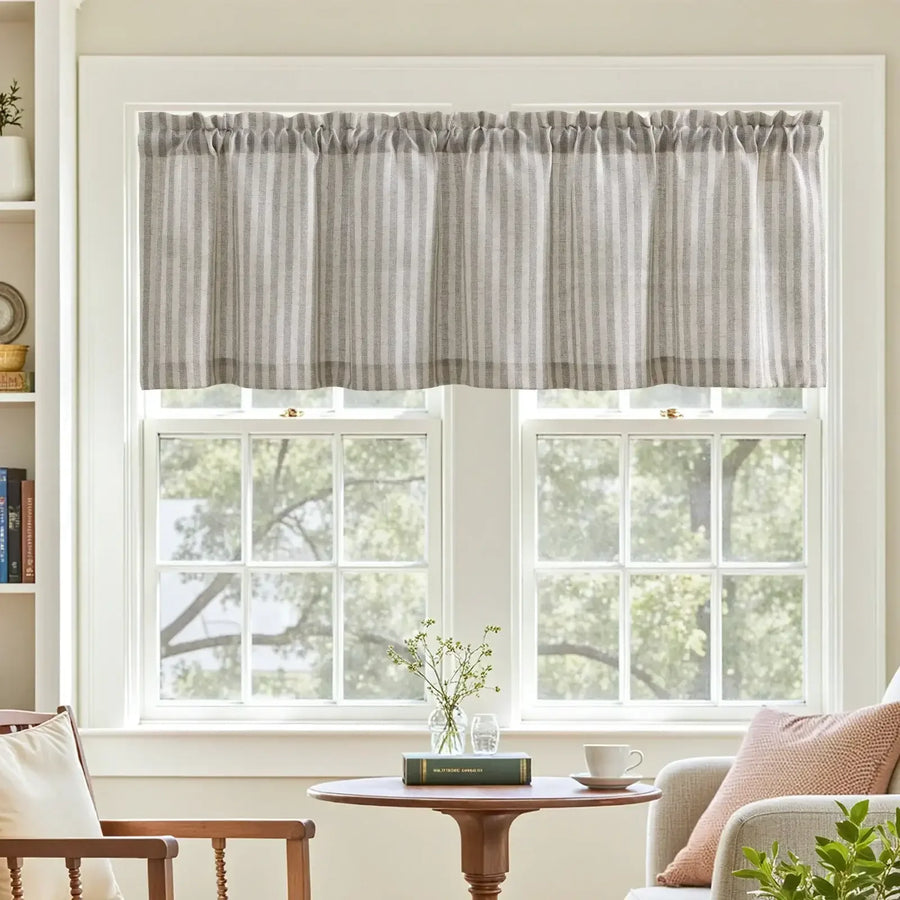 Linen Vertical Stripe Valance - Jinchan Home