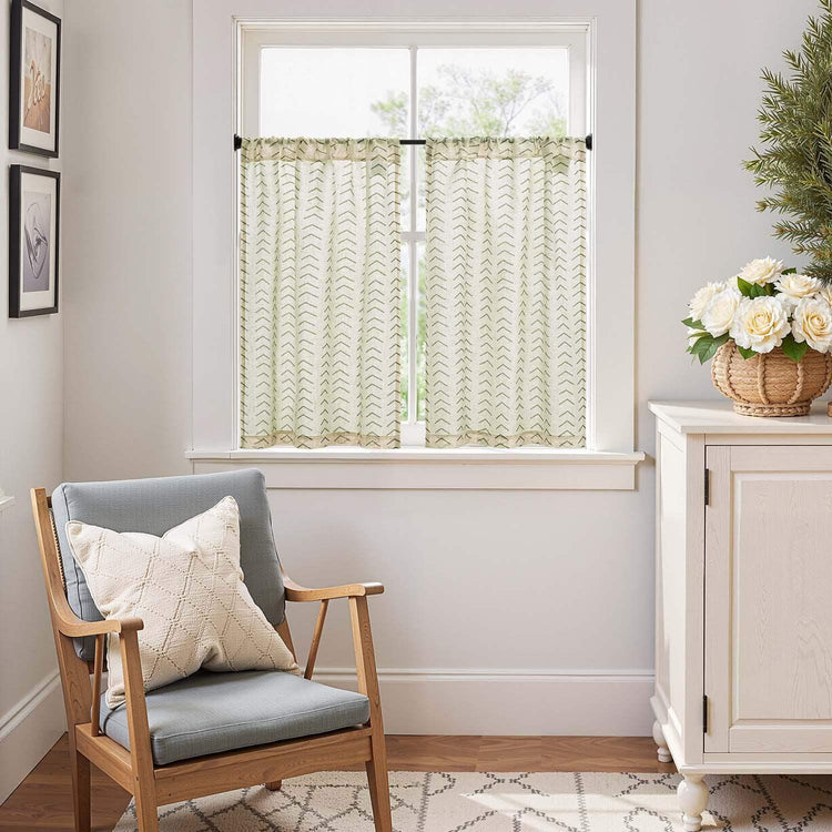 Boho Herringbone Kitchen Curtains - Jinchan Home