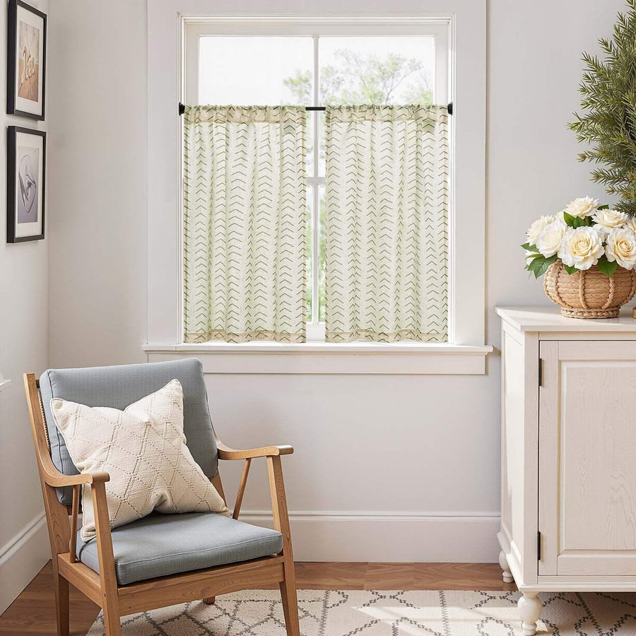Boho Herringbone Kitchen Curtains - Jinchan Home