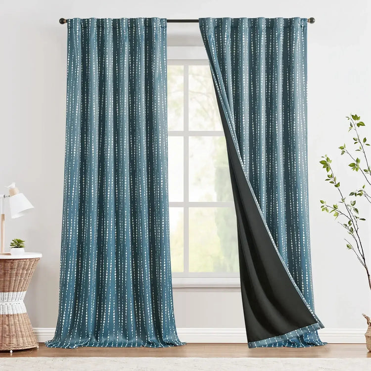 Boho Moon Phase Print Blackout Curtains - Jinchan Home