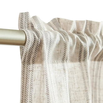 Twill Striped Linen Blend Rod Pocket Kitchen Curtains - Jinchan Home