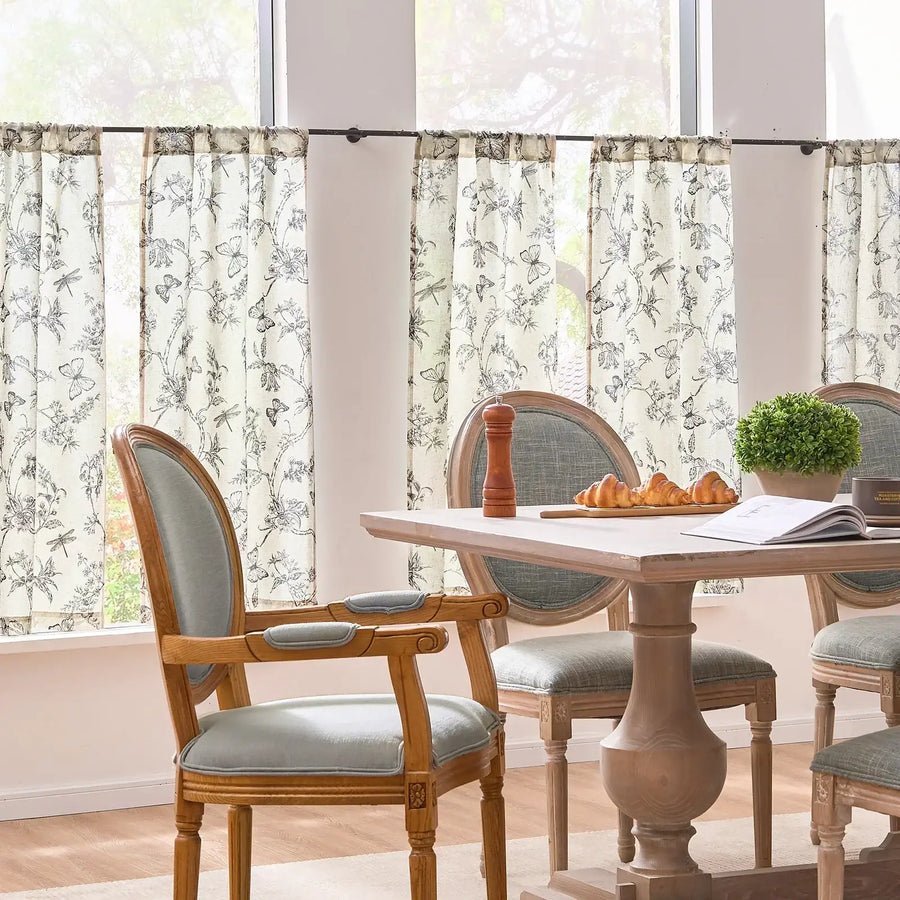 Vintage Garden Butterfly & Dragonfly Sheer Curtains - Jinchan Home