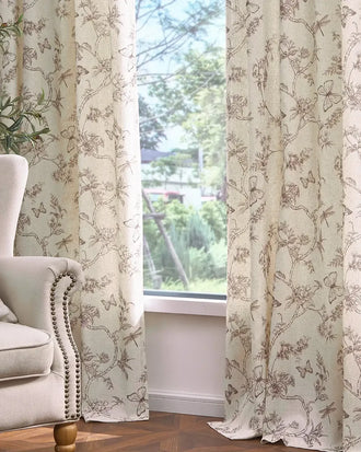 
                    
                      Modern Toile Floral & Insect Linen Curtains - Jinchan Home
                    
                  
