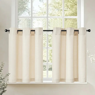 
                    
                      Solid Color Linen-Blend Grommet Kitchen Curtains - Jinchan Home
                    
                  