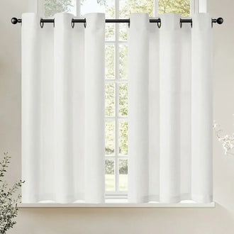 
                    
                      Solid Color Linen-Blend Grommet Kitchen Curtains - Jinchan Home
                    
                  
