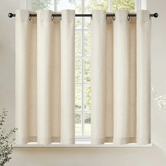 
                    
                      Solid Color Linen-Blend Grommet Kitchen Curtains - Jinchan Home
                    
                  