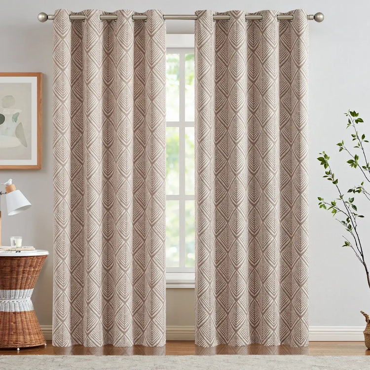 Geometric Leaf Pattern Curtains - Jinchan Home