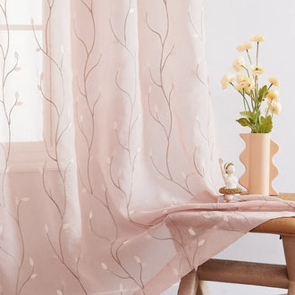 
                    
                      Leaf Embroidered Sheer Curtains - Jinchan Home
                    
                  