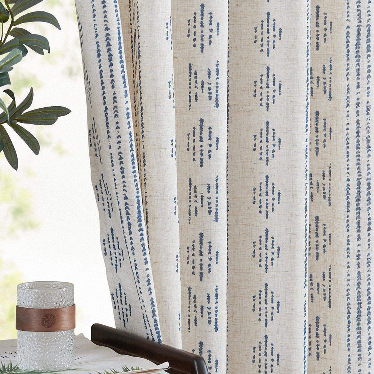 Boho Tribal Pattern 3-in-1 Linen-Blend Curtains - Jinchan Home