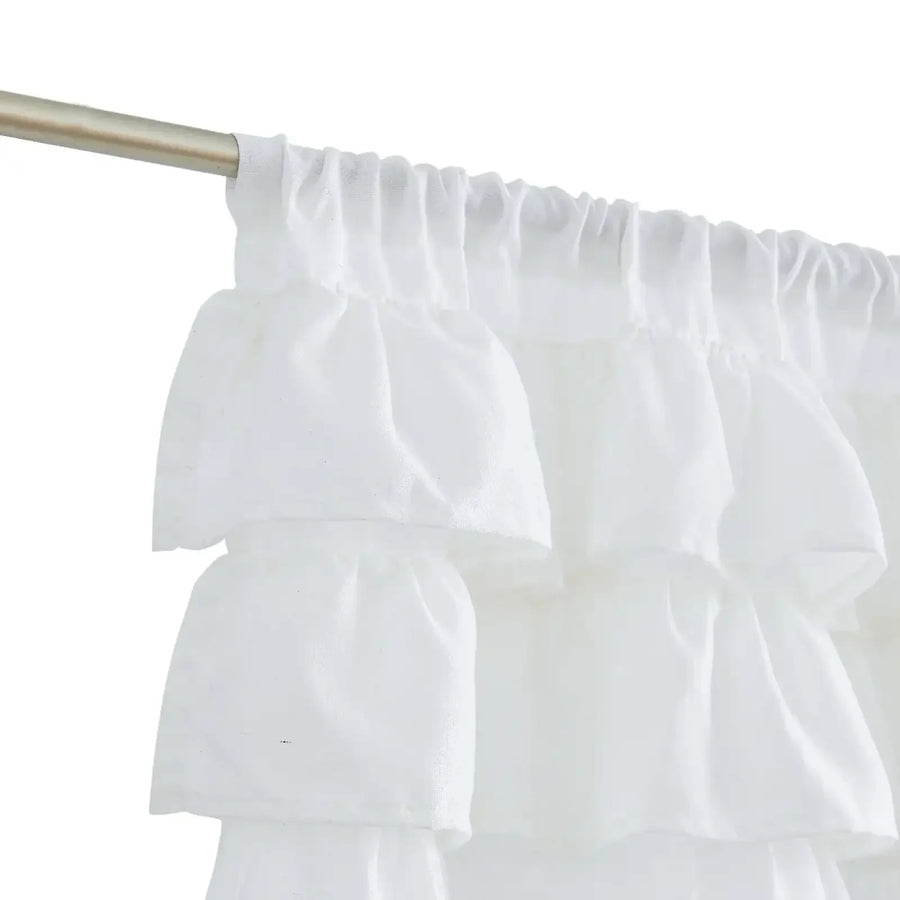 Layered Linen Ruffle Window Valance - Jinchan Home