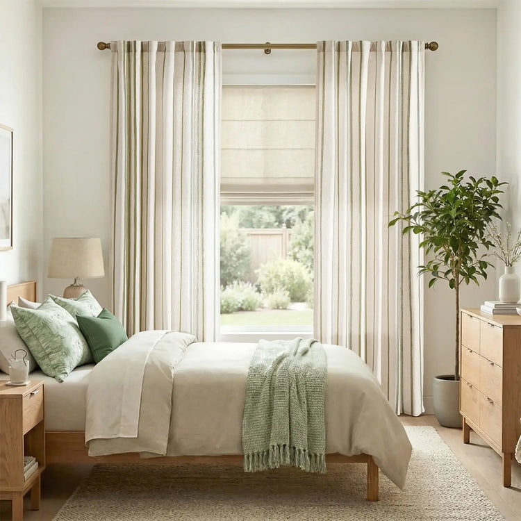 Shadow Stripe Linen Blend Curtains - Jinchan Home