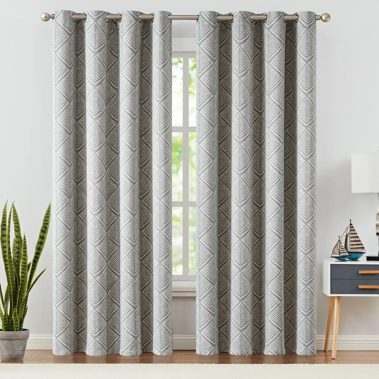 Geometric Leaf Pattern Curtains - Jinchan Home