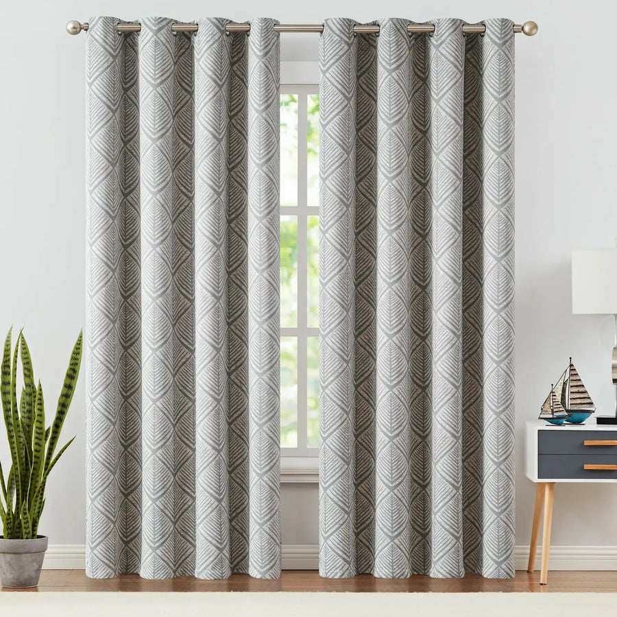 Geometric Leaf Pattern Curtains - Jinchan Home