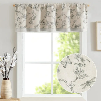 
                    
                      Botanical Butterfly Print Linen Valance - Jinchan Home
                    
                  