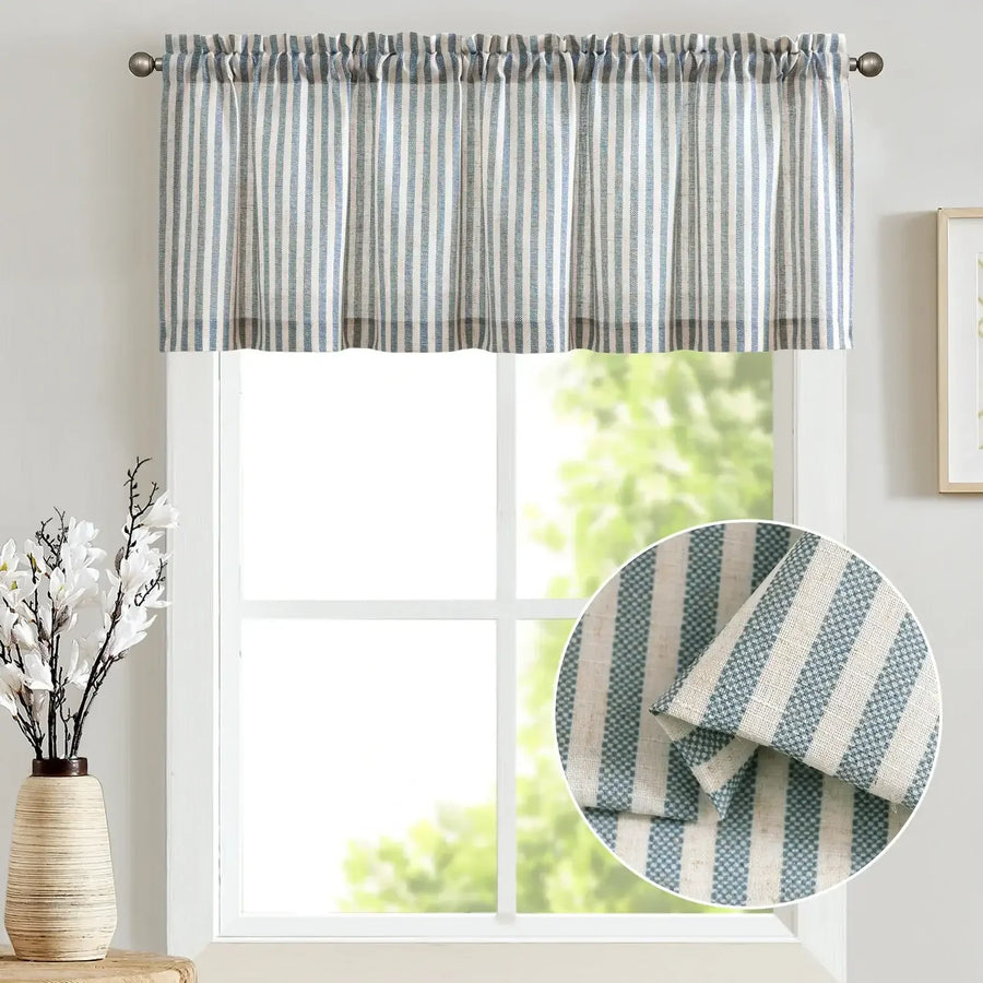 Linen Vertical Stripe Valance - Jinchan Home