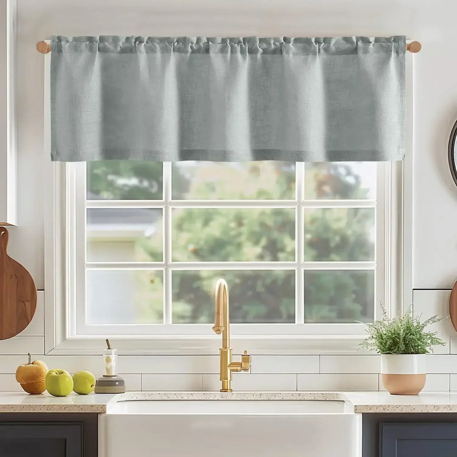 Solid Poly-Linen Cross-Weave Rod Pocket Valance - Jinchan Home