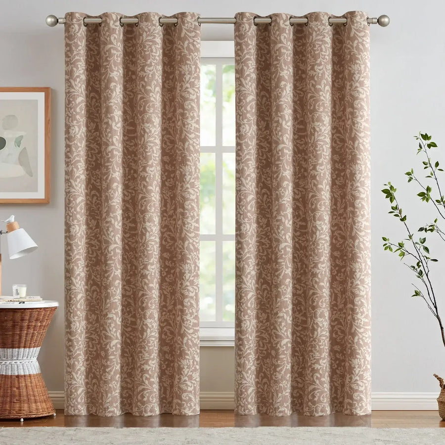 Vintage Scrollwork Damask Curtains - Jinchan Home
