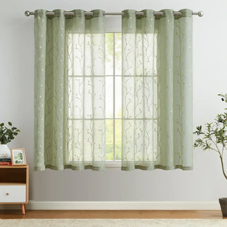 
                    
                      Leaf Embroidered Sheer Curtains - Jinchan Home
                    
                  