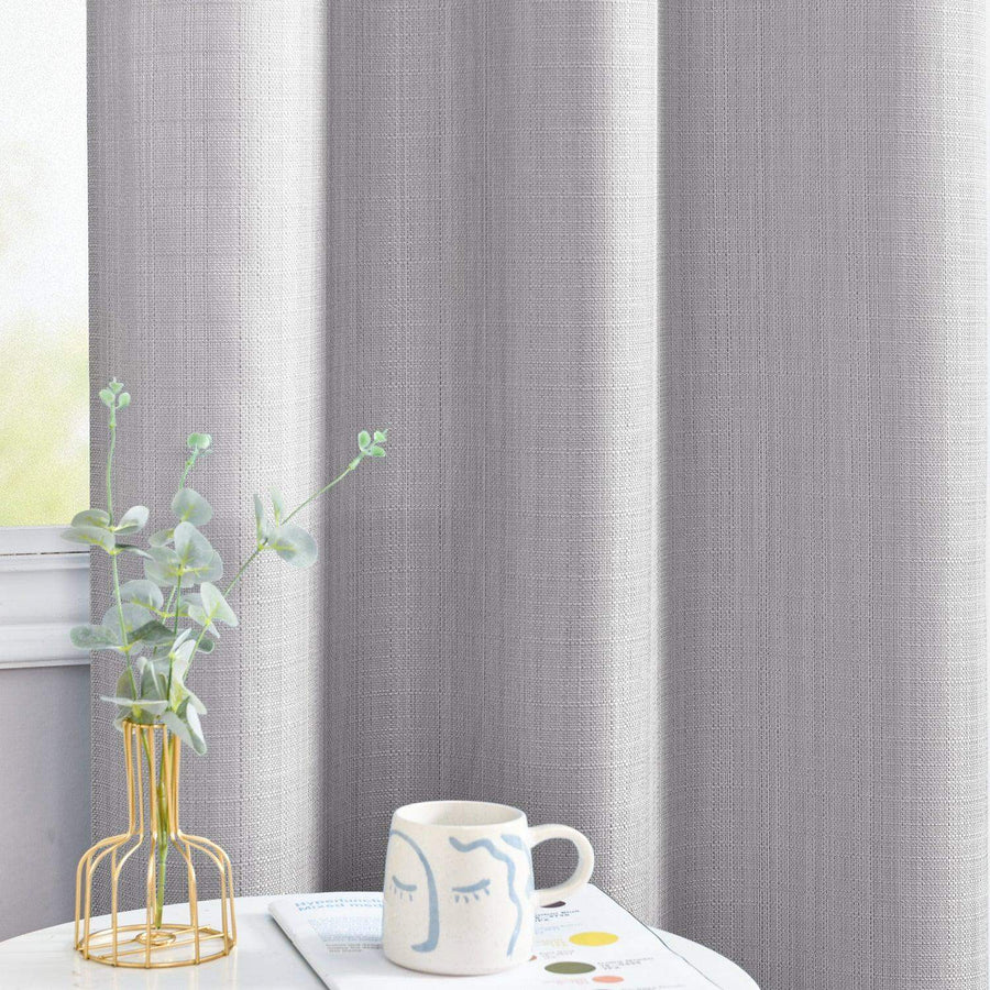Solid Faux Linen Polyester 3-in-1 Curtains - Jinchan Home