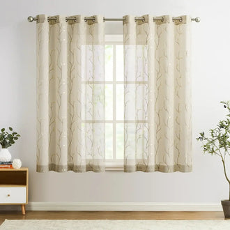 
                    
                      Leaf Embroidered Sheer Curtains - Jinchan Home
                    
                  