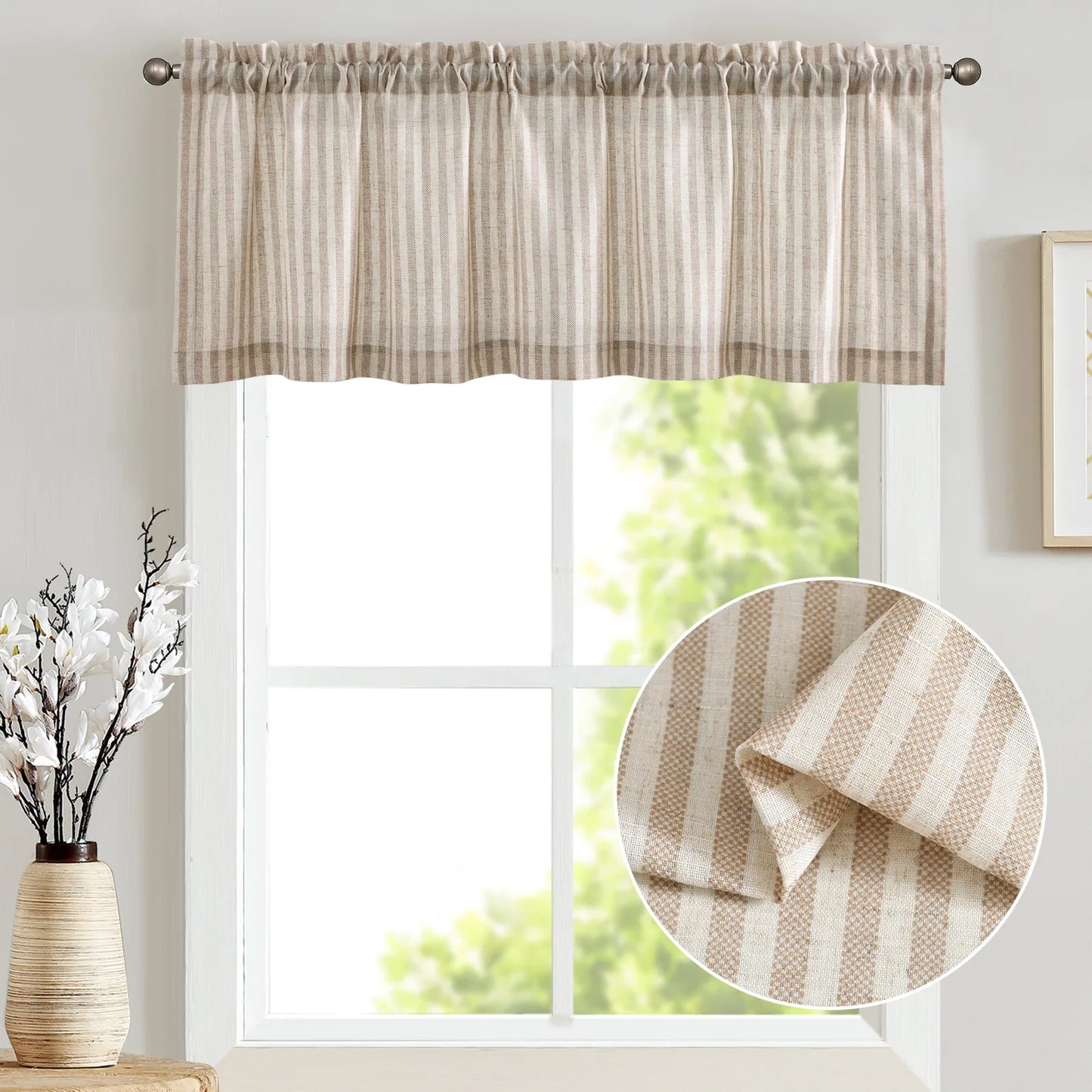 Linen Vertical Stripe Valance - Jinchan Home