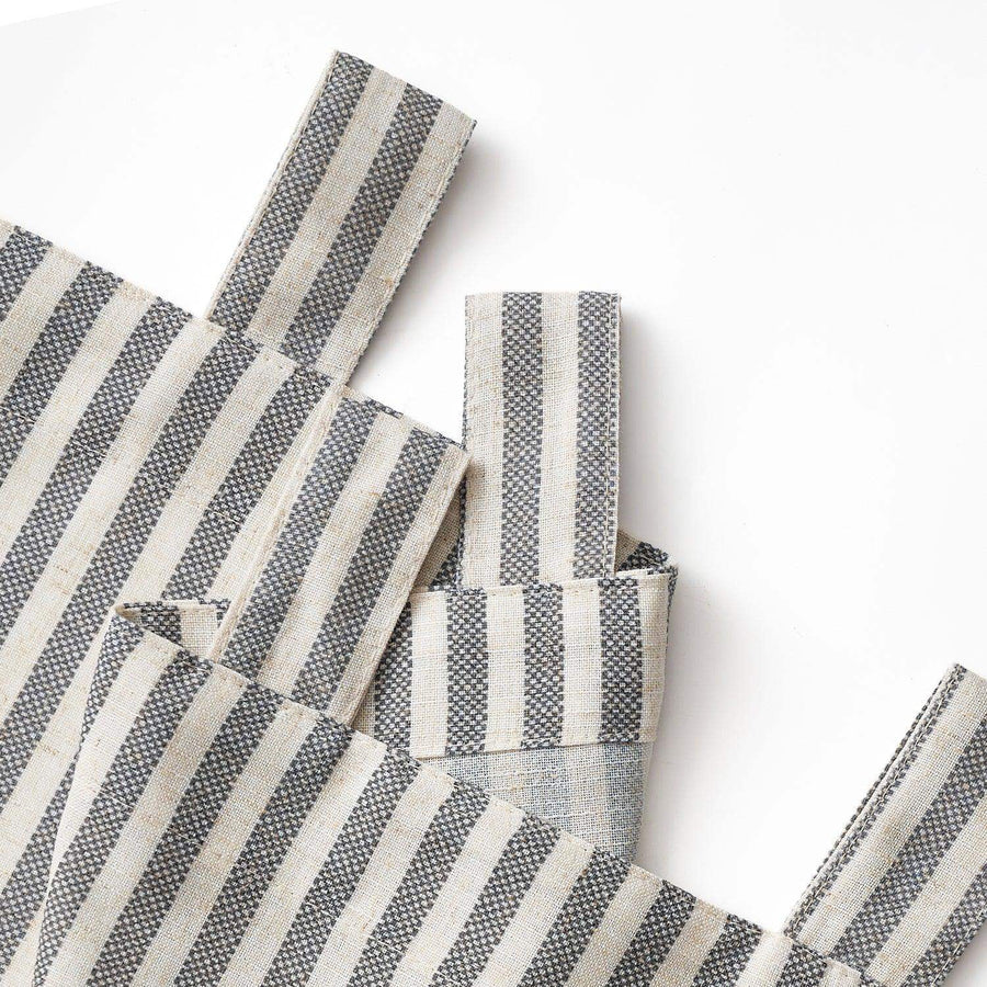 Striped Tab Top Linen Kitchen Curtains - Jinchan Home