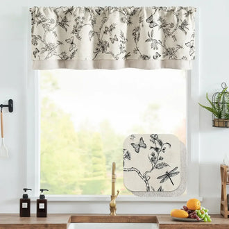 
                    
                      Botanical Butterfly Print Linen Valance - Jinchan Home
                    
                  