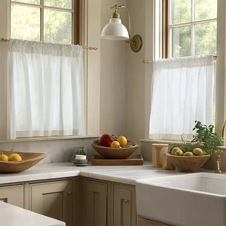 
                    
                      Light Solid Lined Kitchen Curtains - Jinchan Home
                    
                  