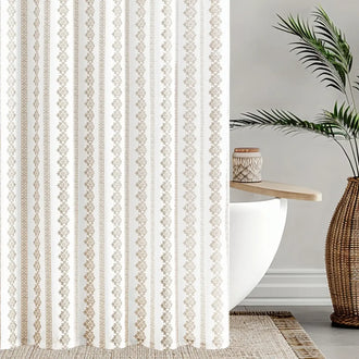 
                    
                      Boho Scroll & Diamond Shower Curtain - Jinchan Home
                    
                  