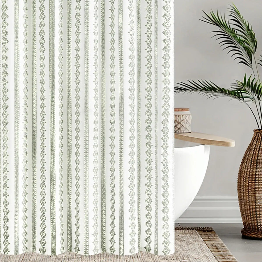 Boho Scroll & Diamond Shower Curtain - Jinchan Home
