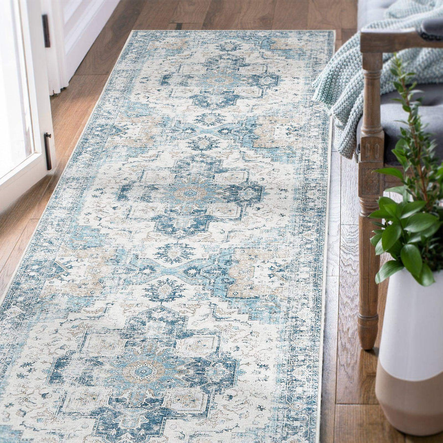 Mist-Toned Persian Bloom Rug - Jinchan Home