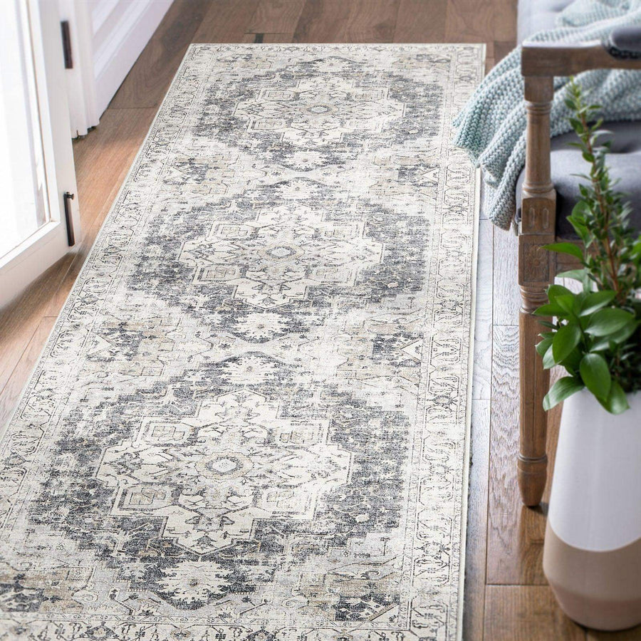 Mist-Toned Persian Bloom Rug - Jinchan Home