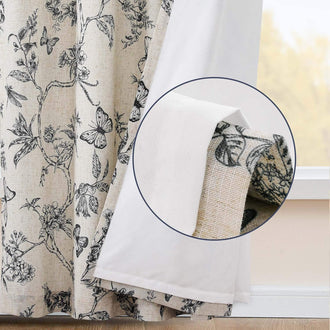 
                    
                      Floral Butterfly Linen Blend Lined Curtains - Jinchan Home
                    
                  