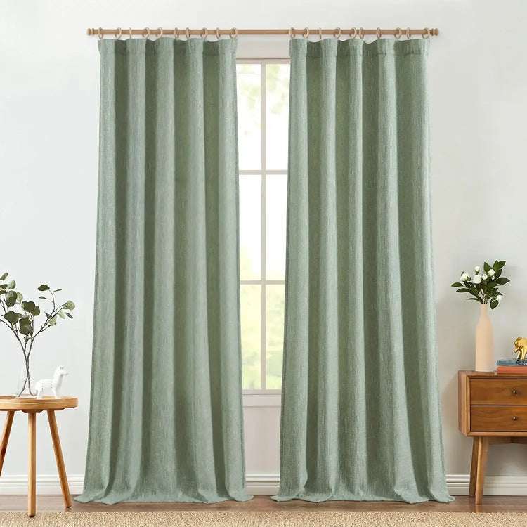 Solid Faux Linen 3-in-1 Curtains - Jinchan Home