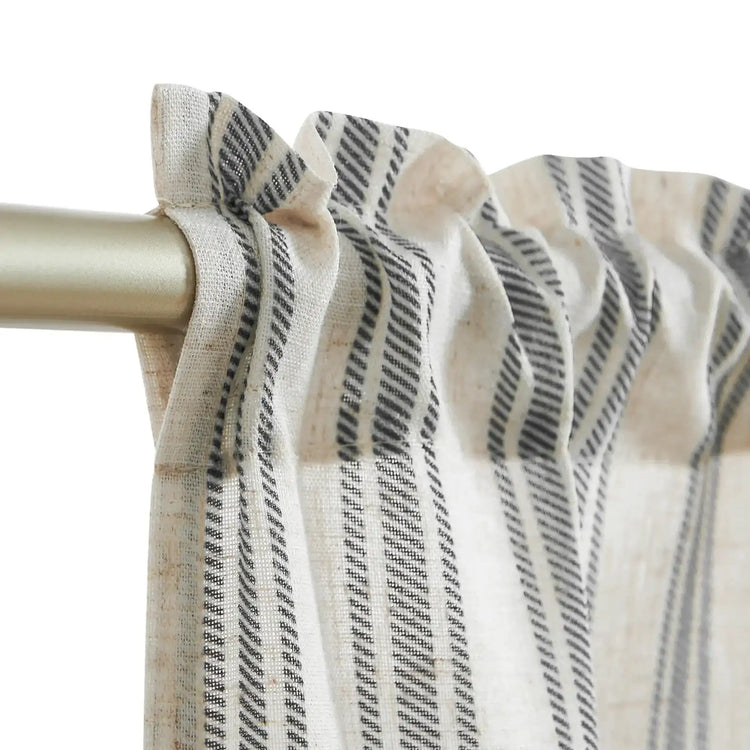 Twill Striped Linen Blend Rod Pocket Kitchen Curtains - Jinchan Home