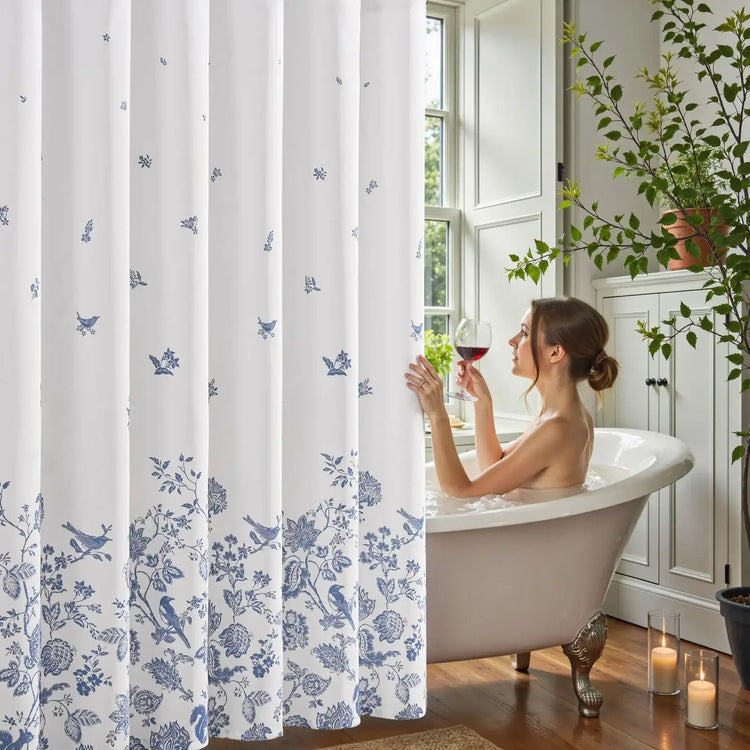 Vintage Bird Floral Shower Curtain - Jinchan Home