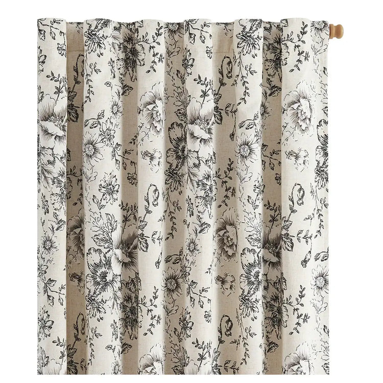 Linen Blend Floral Blackout Curtains - Jinchan Home
