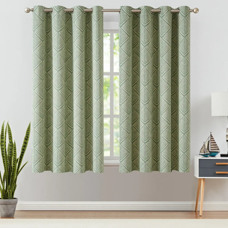 Geometric Leaf Pattern Curtains - Jinchan Home