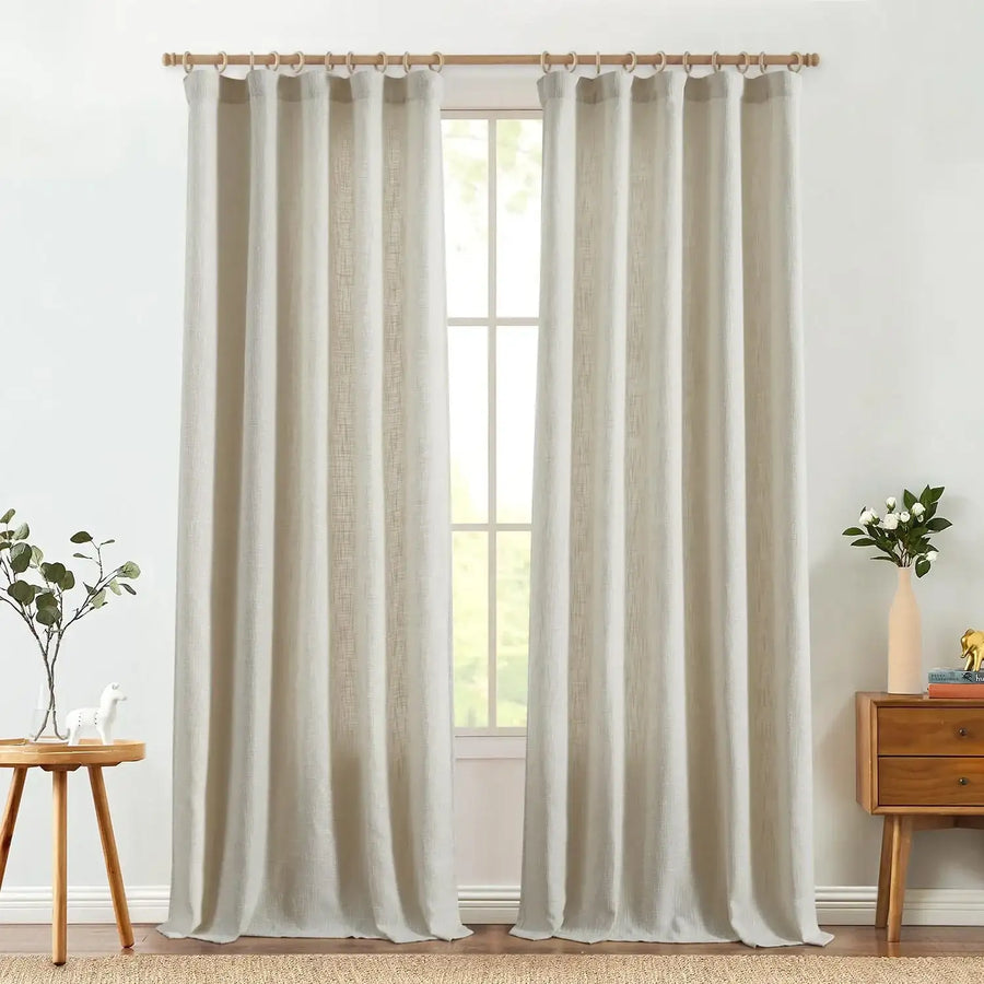 Solid Faux Linen 3-in-1 Curtains - Jinchan Home