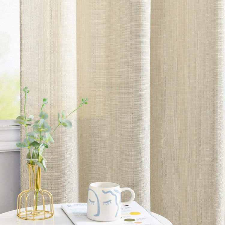 Solid Faux Linen Polyester 3-in-1 Curtains - Jinchan Home