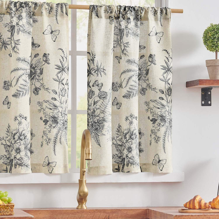 Butterfly Romance Rod Pocket Kitchen Curtains - Jinchan Home