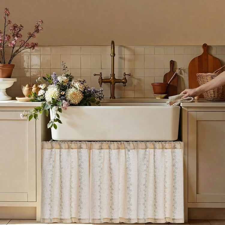 Cute Hello Kitty Paw-Inspired Floral Kitchen Curtains - Jinchan Home