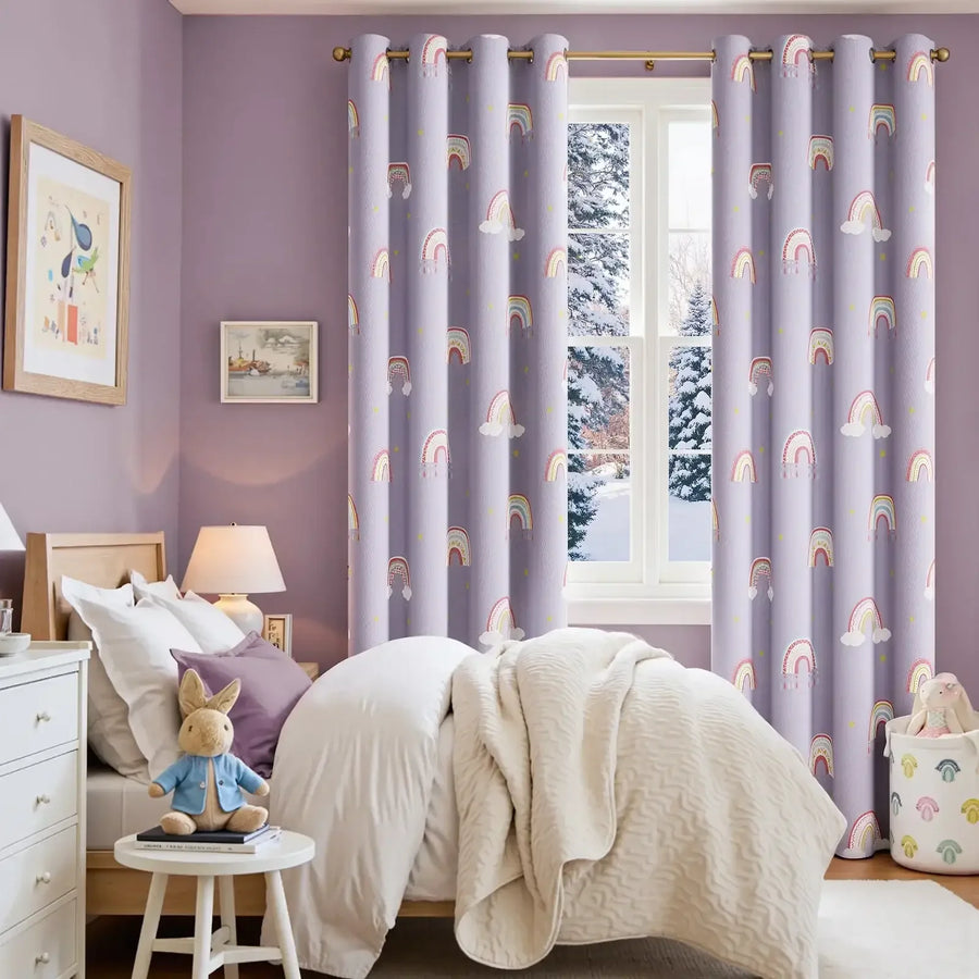Kids Rainbow Print Blackout Curtains - Jinchan Home