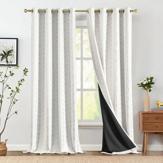 
                    
                      Light-Toned Boho Vertical-Stripe Geometric Grommet Curtains - Jinchan Home
                    
                  