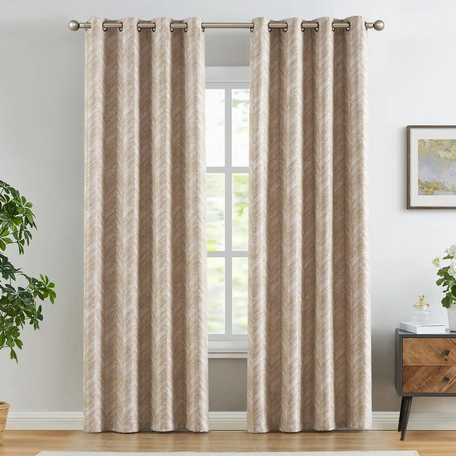 Herringbone Textured Curtains - Jinchan Home