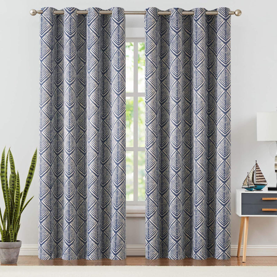 Geometric Leaf Pattern Curtains - Jinchan Home
