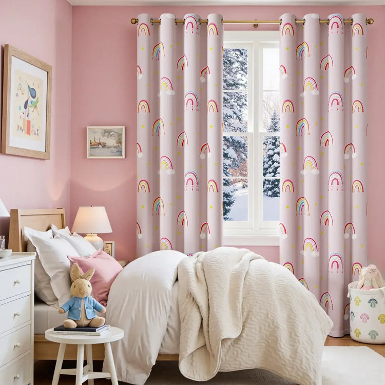 Kids Rainbow Print Blackout Curtains - Jinchan Home