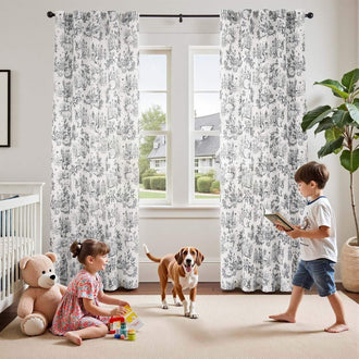
                    
                      Bunny & Squirrel Toile Linen Curtains - Jinchan Home
                    
                  