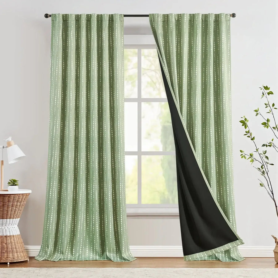 Boho Moon Phase Print Blackout Curtains - Jinchan Home