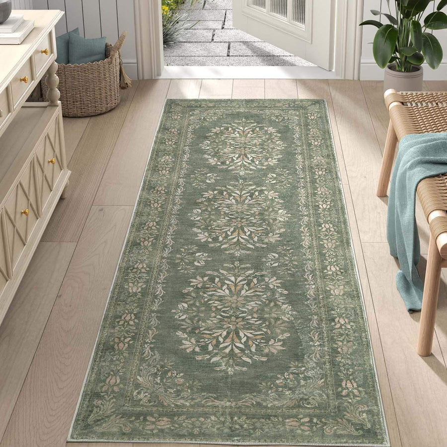 Soft Vintage Acanthus Floral Scrollwork Rug - Jinchan Home